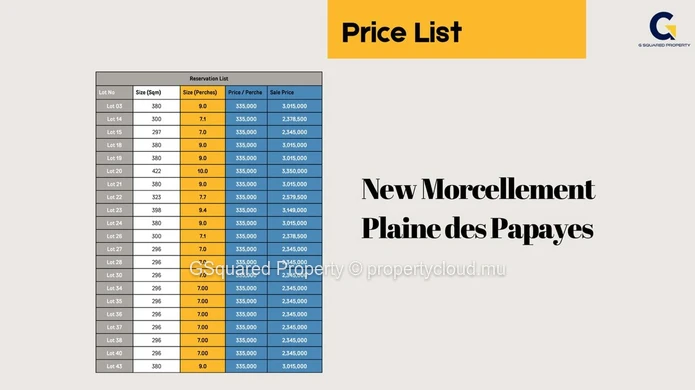 Terrain 293 m² à Plaine des Papayes — vue mer, proche écoles