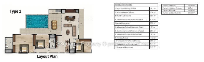 Villa 3 ch/3 sdb avec piscine à Grand Baie — Off-plan